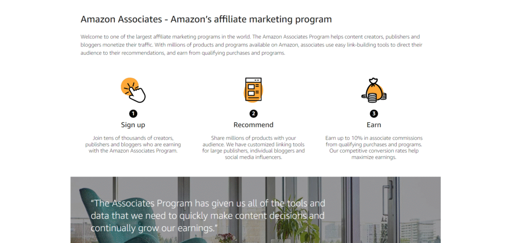 amazon associates page